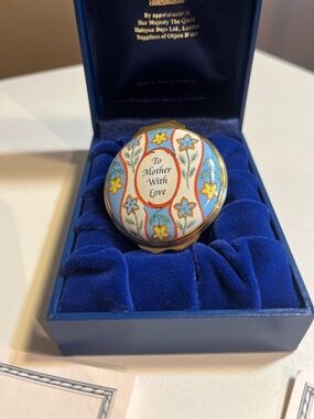 Halcyon Days Enamel 'To Mother With Love' Trinket Box - Blue & Multicolor 2001